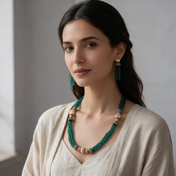 White_Hydro_Quartz_Zircon_Pearl_Beaded_Necklace_For_Women