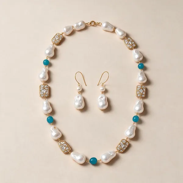 Gold_And_White_Quartz_Mother_Of_Pearl_Pearl_Brass_Necklace_For_Women