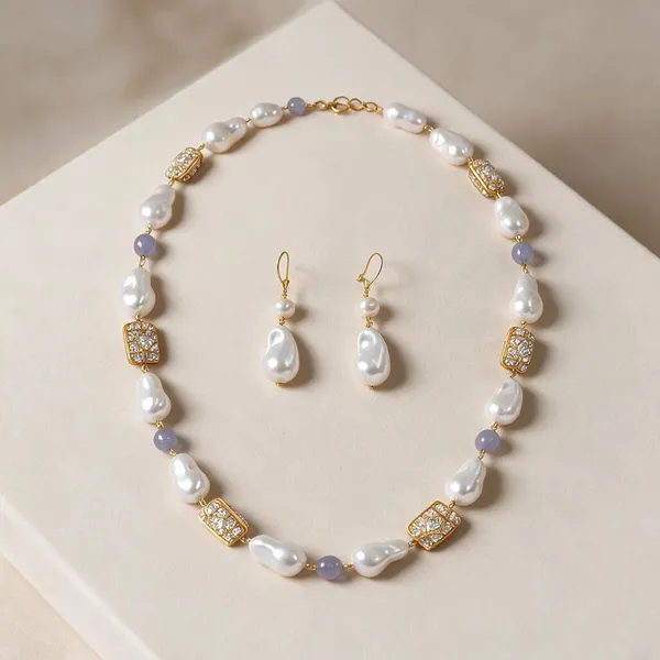 Gold_And_White_Natural_Quartz_Mother_Of_Pearl_Beaded_Necklace_For_Women