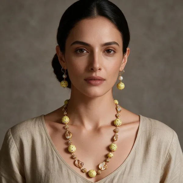 Gold_White_Brass_Pearl_Cubic_Zirconia_Deco_Necklace_For_Women