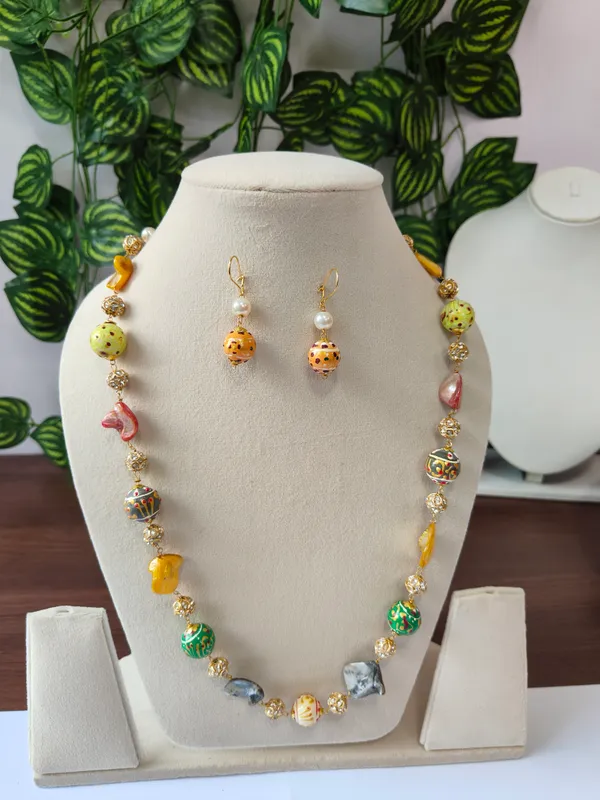 Gold_White_Brass_Pearl_Cubic_Zirconia_Deco_Necklace_For_Women