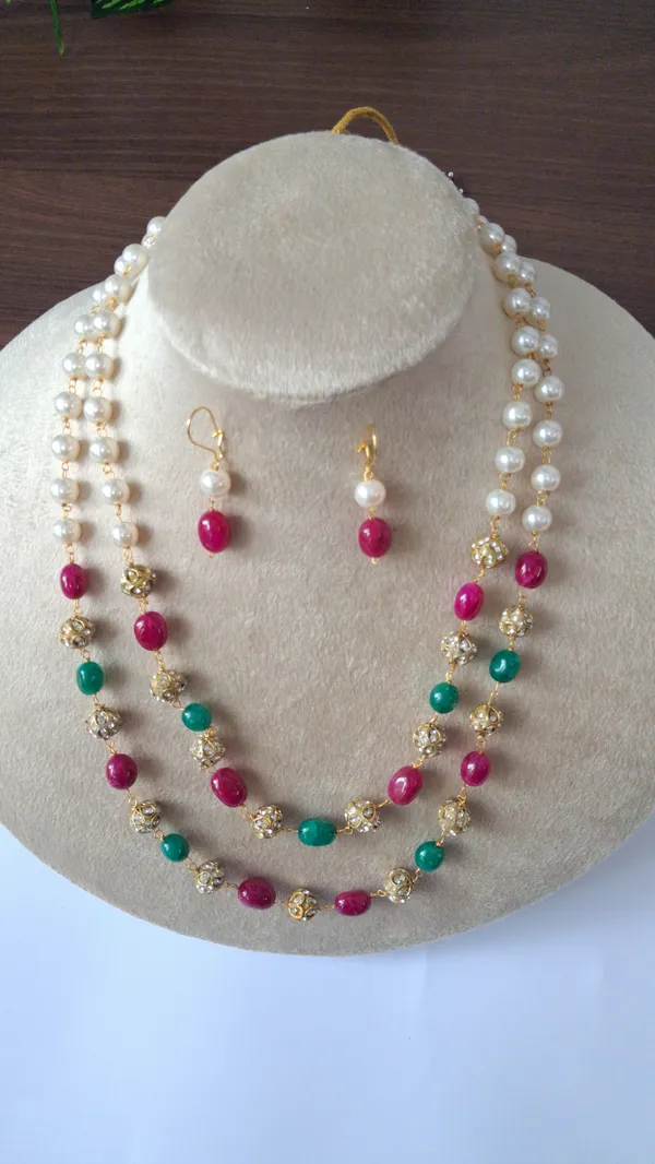 Gold_Multicolor_Quartz_Pearl_Brass_Cubic_Zirconia_Necklace_For_Women