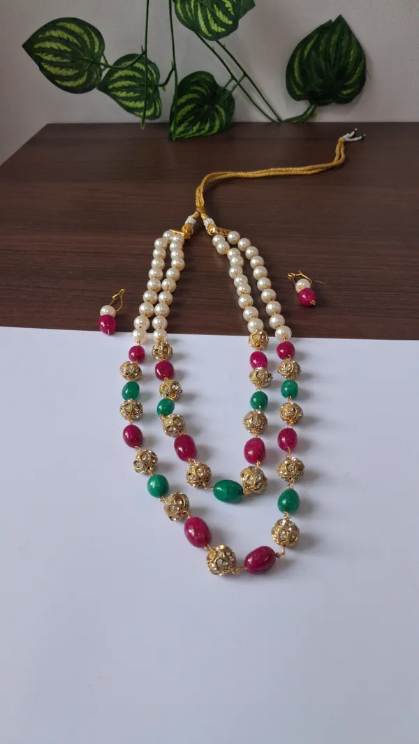 Gold_Multicolor_Quartz_Pearl_Brass_Cubic_Zirconia_Necklace_For_Women