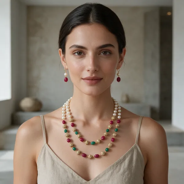 Gold_Multicolor_Quartz_Pearl_Brass_Cubic_Zirconia_Necklace_For_Women