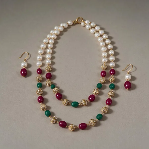 Gold_Multicolor_Quartz_Pearl_Brass_Cubic_Zirconia_Necklace_For_Women