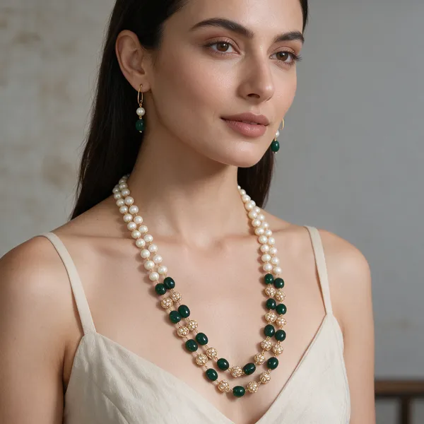 Gold_Multicolor_Quartz_Pearl_Brass_Cubic_Zirconia_Necklace_For_Women