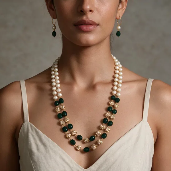 Gold_Multicolor_Quartz_Pearl_Brass_Cubic_Zirconia_Necklace_For_Women