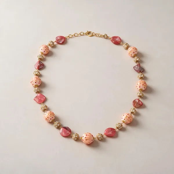 Gold_Multicolor_Brass_Pearl_Cubic_Zirconia_Deco_Beaded_Necklace_For_Women