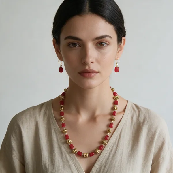 Natural_Red_Onyx_Stone_Beaded_Necklace_&_Earrings_Set_with_Brass_Beads_for_Women