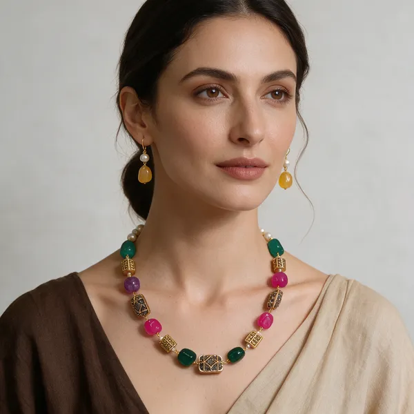 Multicolor_Quartz_Amethyst_Pearl_Statement_Necklace_For_Women