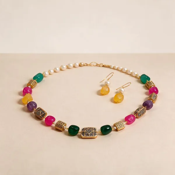 Multicolor_Quartz_Amethyst_Pearl_Statement_Necklace_For_Women