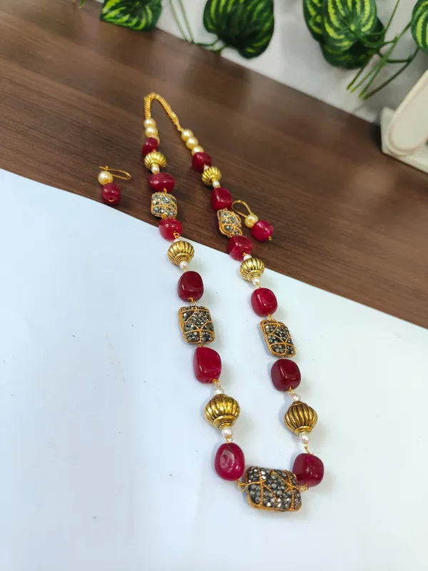 Red_Quartz_Pearl_Necklace