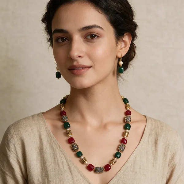 Multicolor_Quartz_Pearl_Brass_Necklace_For_Women
