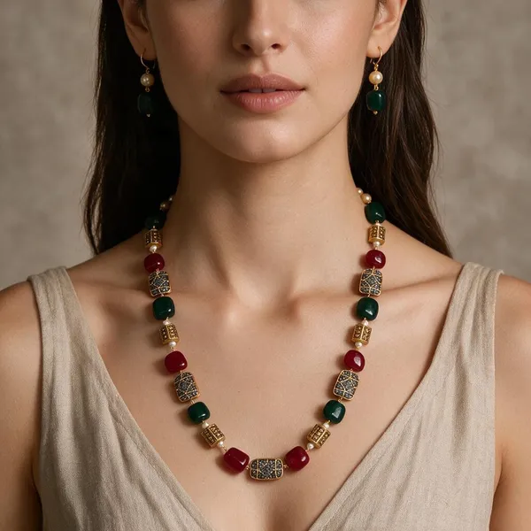Multicolor_Quartz_Pearl_Brass_Necklace_For_Women