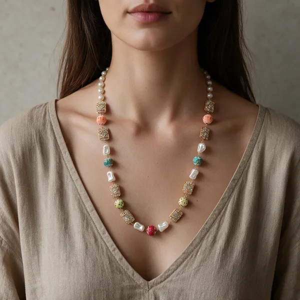 Multicolor_Pearl_Mother_Of_Pearl_Brass_Beaded_Necklace_For_Women