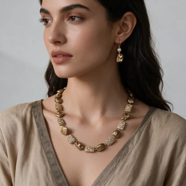 Gold_White_Cubic_Zirconia_Pearl_Statement_Necklace_For_Women
