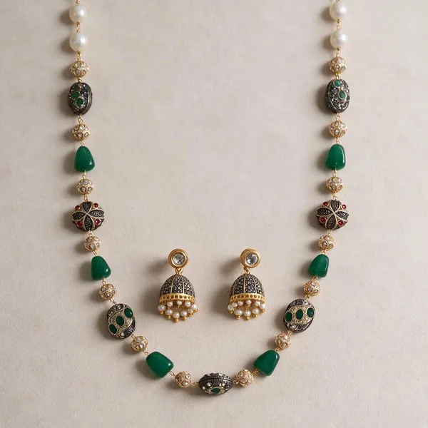 Multicolor_Natural_Quartz_Pearl_Brass_Beaded_Necklace_For_Women