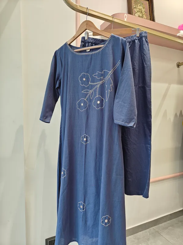 Blue_Mul_Cotton_Relaxed_Fit_Night_Suit_Kurta_Set_For_Women