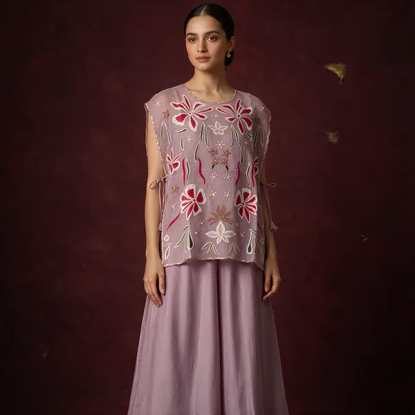 Pink_Organza_Sleeveless_Floral_Embroidered_Coord_Set_For_Women