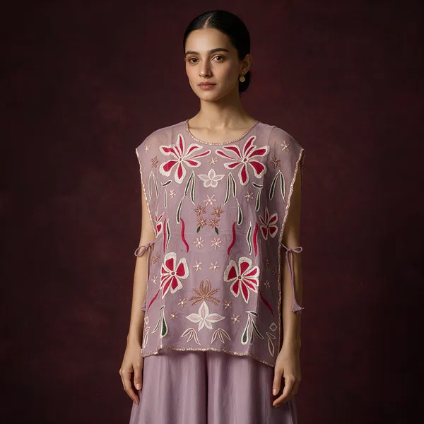 Pink_Organza_Sleeveless_Floral_Embroidered_Coord_Set_For_Women