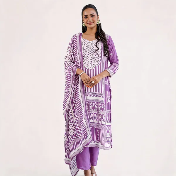Purple_Muslin_Straight_Printed_Kurta_Set_For_Women