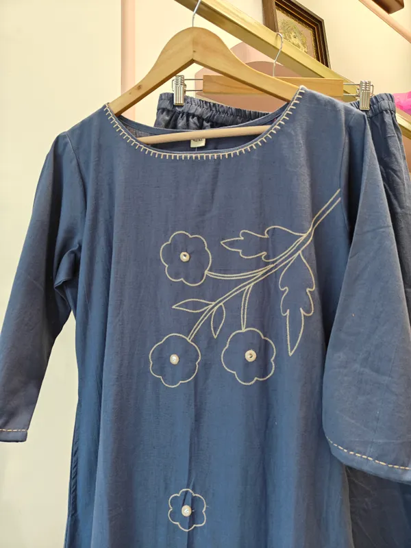 Blue_Mul_Cotton_Relaxed_Fit_Night_Suit_Kurta_Set_For_Women