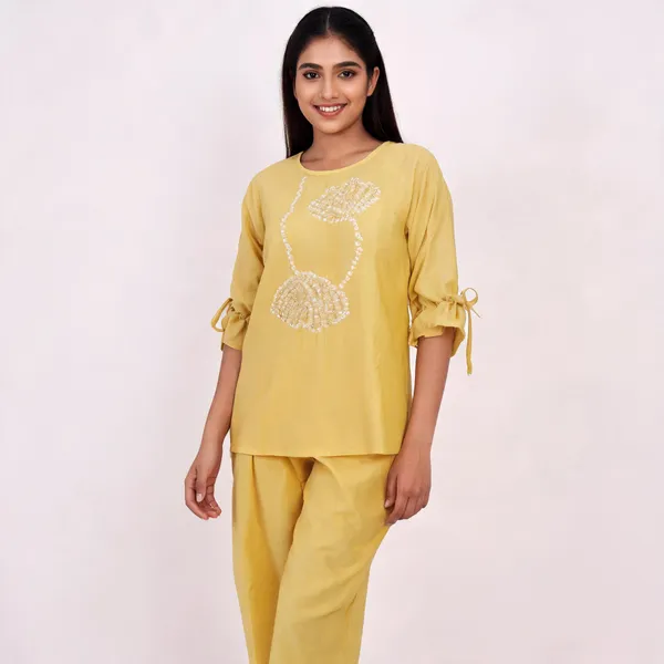 Yellow_Mul_Chanderi_Straight_Embellished_Kurta_Set_For_Women