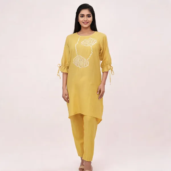 Yellow_Mul_Chanderi_Straight_Embellished_Kurta_Set_For_Women