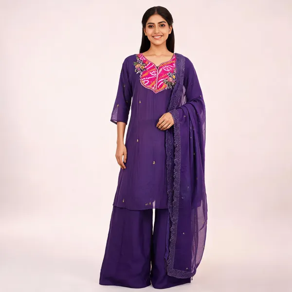Purple_Mul_Chanderi_Straight_Embroidered_Kurta_Set_For_Women