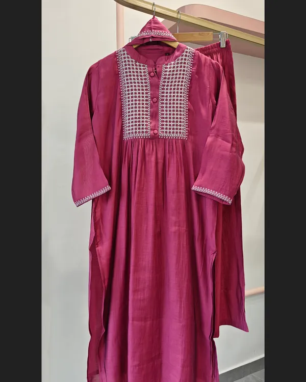 Surat_Mul_Chanderi_Deep_Rose_Pink_set