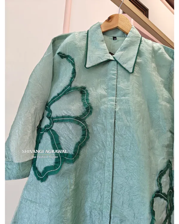 Aqua_Tissue_Straight_Floral_Applique_Coord_Set_For_Women
