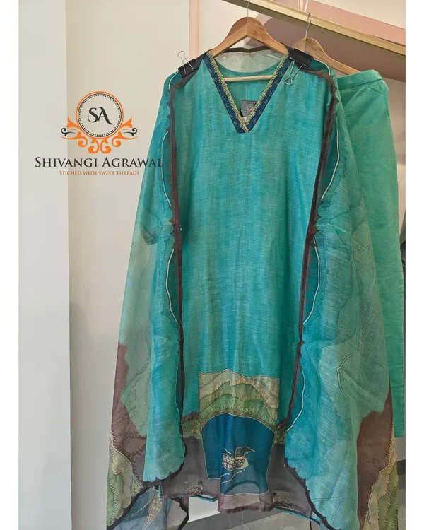 Teal_Mul_Chanderi_Straight_Kurta_Set_For_Women