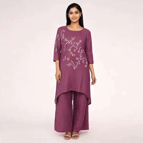 Purple_Mul_Chanderi_Straight_Embroidered_Kurta_Set_For_Women