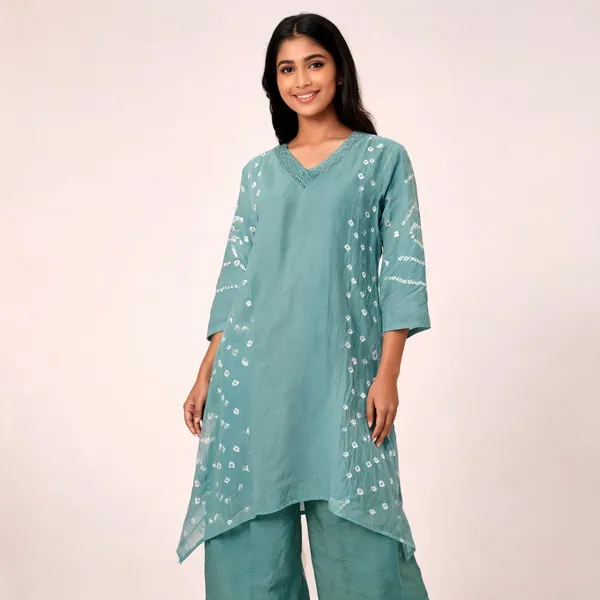 Teal_Mul_Chanderi_Straight_Geometric_Print_Kurta_Set_For_Women