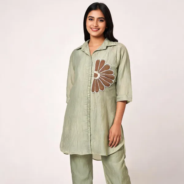Green_Tissue_Relaxed_Floral_Embroidered_Coord_Set_For_Women