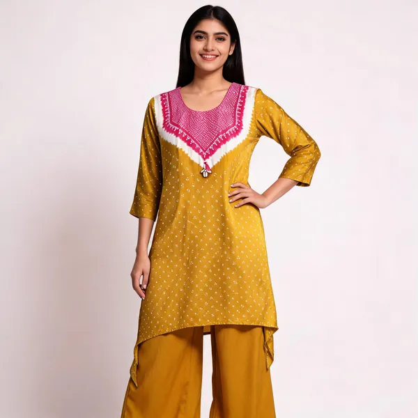Mustard_Silk_Straight_Geometric_Yoke_Kurta_Set_For_Women