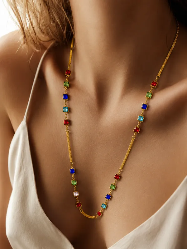HolAura_22_Karat_Gold_Plated_Multicolor_Square_Gemstone_Necklace