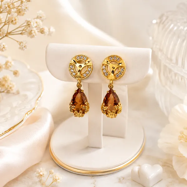 HolAura_22K_Gold_Plated_Drop_Earrings_For_Women