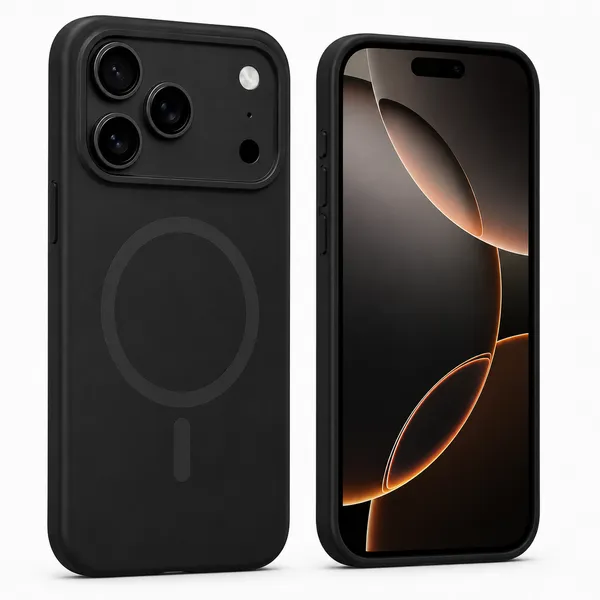 Black_Snap_Fit_Silicone_Case_for_iPhone_17_Pro_with_MagSafe,_Soft_Microfiber_Lining,_Anti-Scratch_Shockproof_Protective_Case