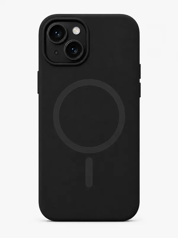 Black_Snap_Fit_Silicone_Case_for_iPhone_15_with_MagSafe,_Soft_Microfiber_Lining,_Anti-Scratch_Shockproof_Protective_Case