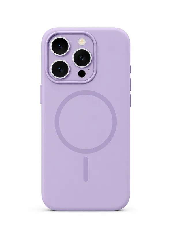 Lavender_Snap_Fit_Silicone_Case_for_iPhone_15_Pro_with_MagSafe,_Soft_Microfiber_Lining,_Anti-Scratch_Shockproof_Protective_Case