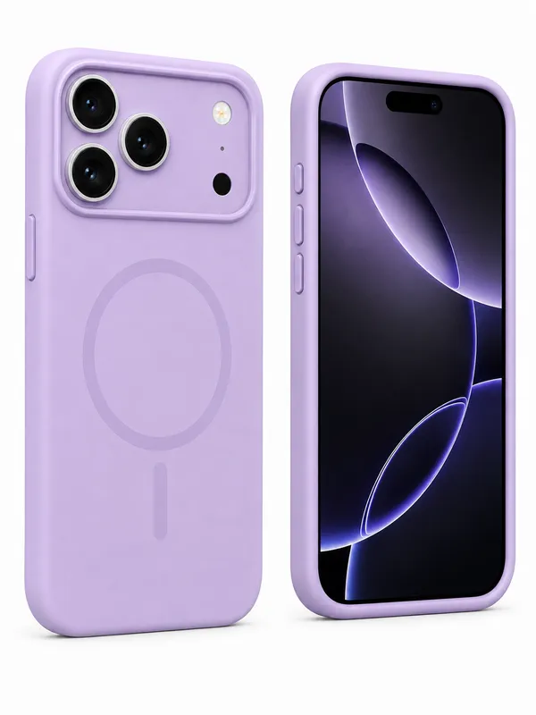 Lavender_Snap_Fit_Silicone_Case_for_iPhone_17_Pro_with_MagSafe,_Soft_Microfiber_Lining,_Anti-Scratch_Shockproof_Protective_Case