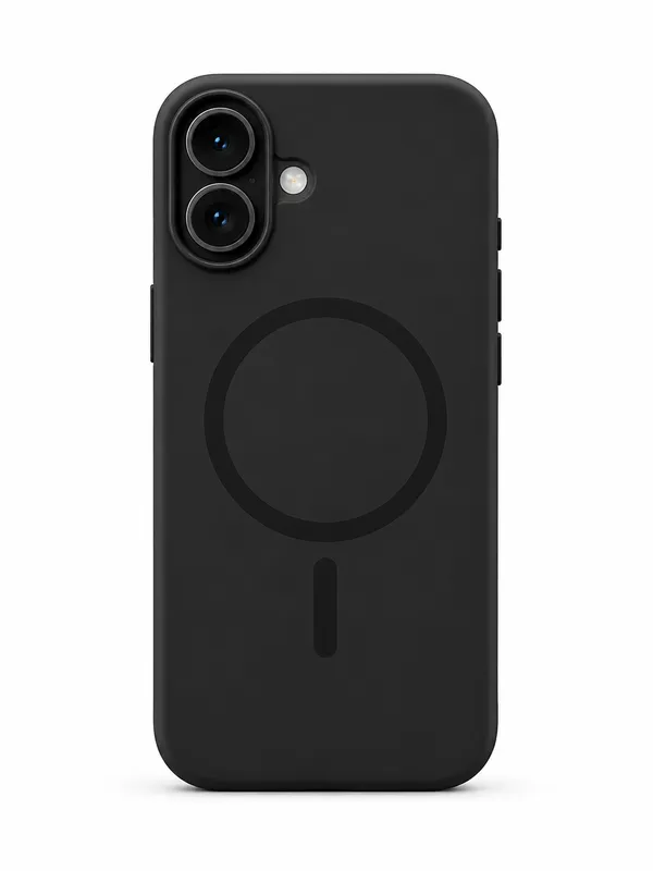 Black_Snap_Fit_Silicone_Case_for_iPhone_16_with_MagSafe,_Soft_Microfiber_Lining,_Anti-Scratch_Shockproof_Protective_Case