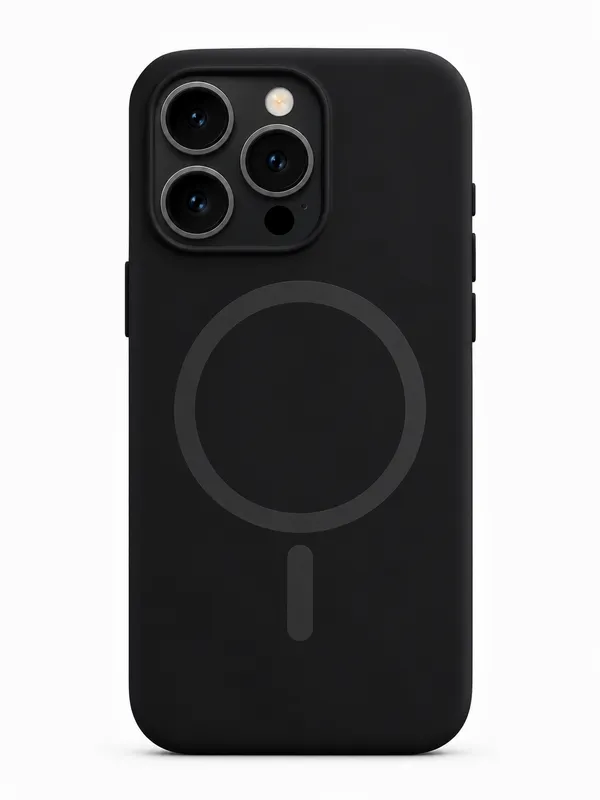 Black_Snap_Fit_Silicone_Case_for_iPhone_15_Pro_with_MagSafe,_Soft_Microfiber_Lining,_Anti-Scratch_Shockproof_Protective_Case