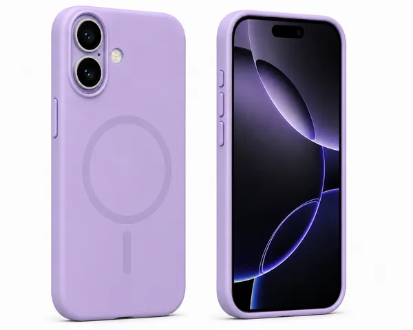 Lavender_Snap_Fit_Silicone_Case_for_iPhone_16_with_MagSafe,_Soft_Microfiber_Lining,_Anti-Scratch_Shockproof_Protective_Case