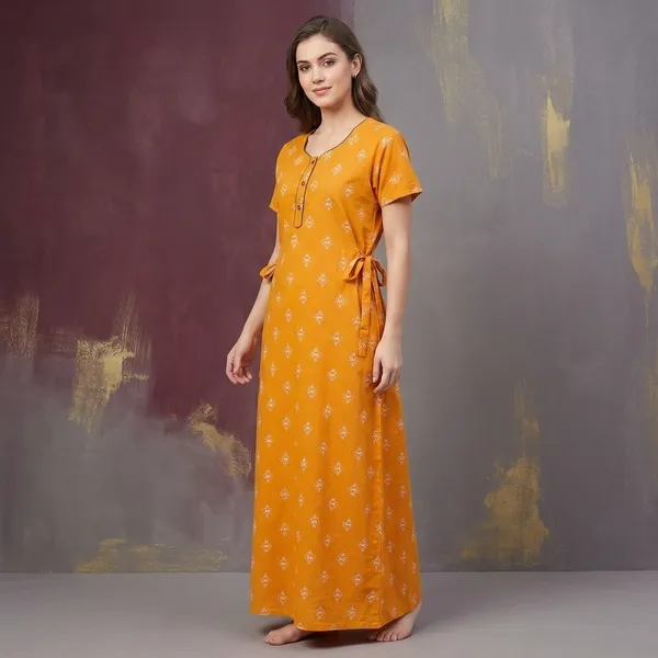Orange_Cotton_Night_Dress_For_Women