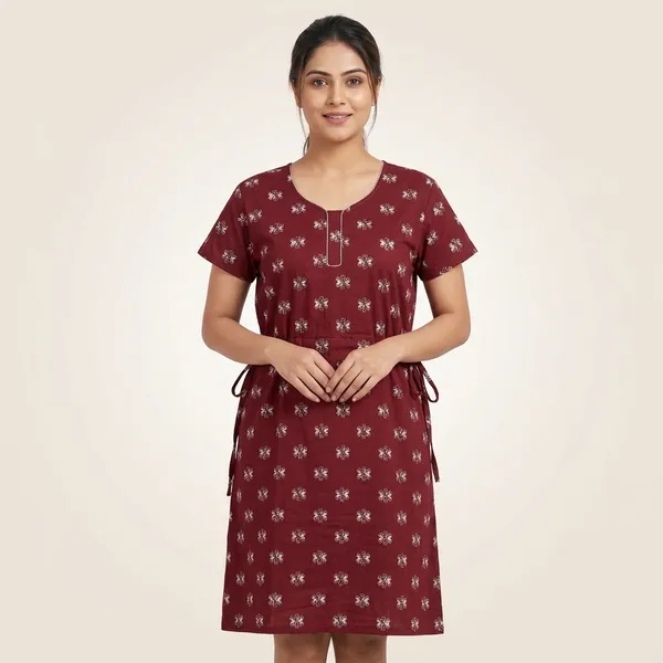 Maroon_Cotton_Night_Dress_For_Women