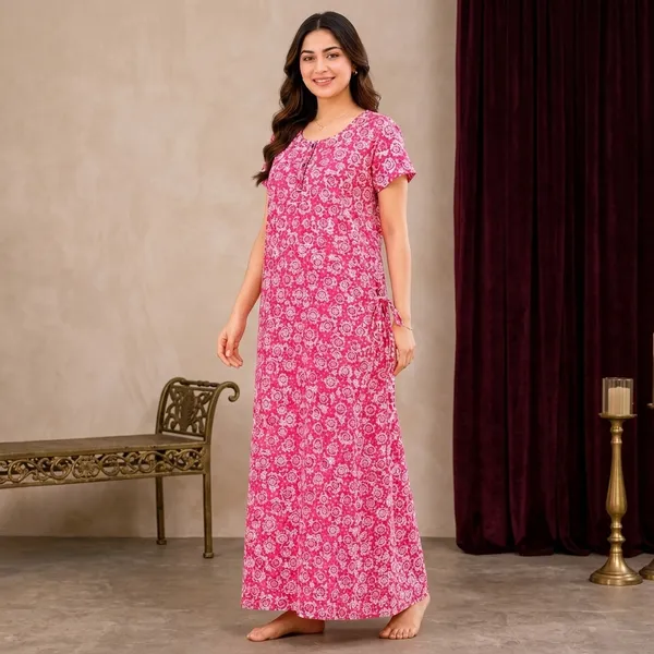 Pink_Cotton_Night_Dress_For_Women