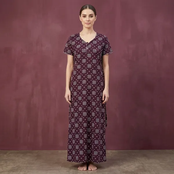 Maroon_Cotton_Night_Dress_For_Women
