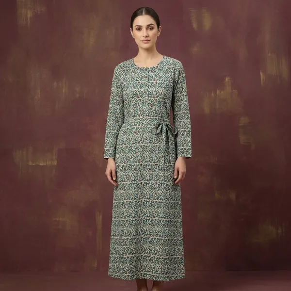 Green_Cotton_Night_Dress_For_Women